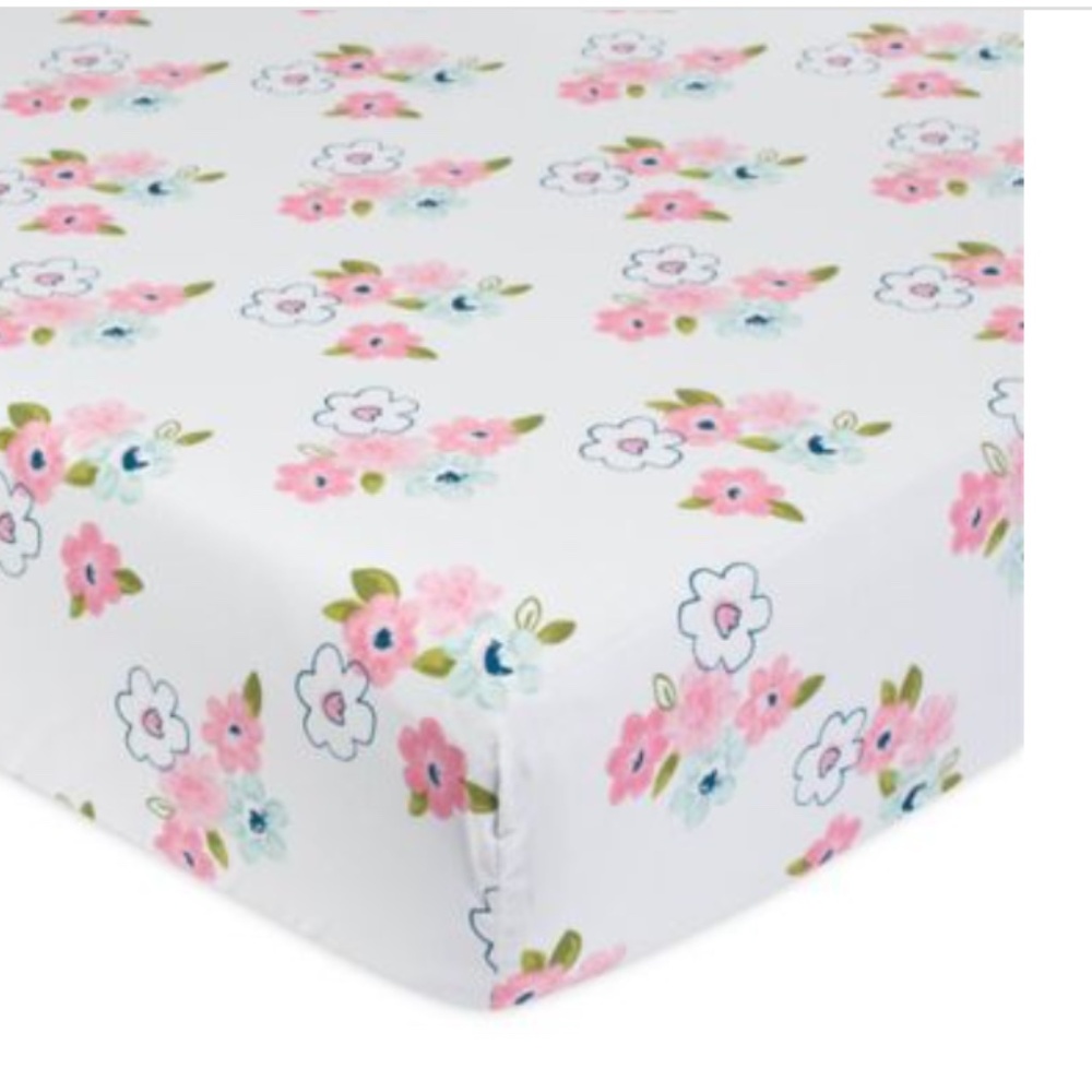 GERBER: Just Born by One World Collection Fitted Baby Girl Crib Sheet - Nursery